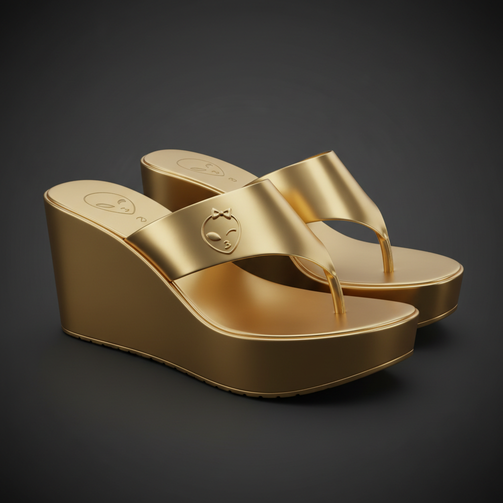 Gold Wedge Flip-Flop