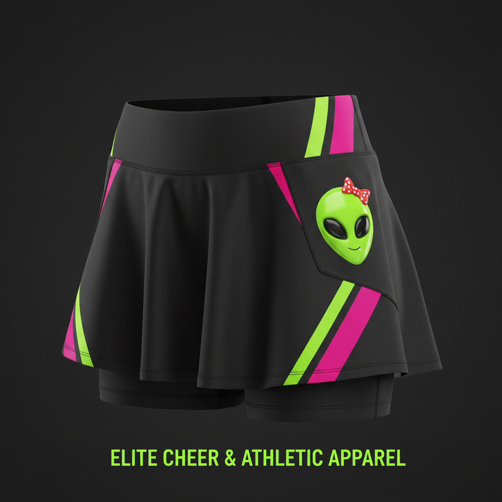 MAC Cheer Performance Skort Womens with bow alien mascot logo