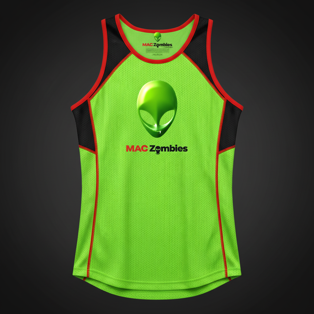 MAC Zombies Performance Tank with alien mascot logo