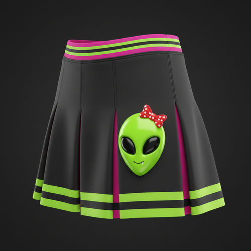 MAC Cheer Performance Skirt Womens with bow alien mascot logo