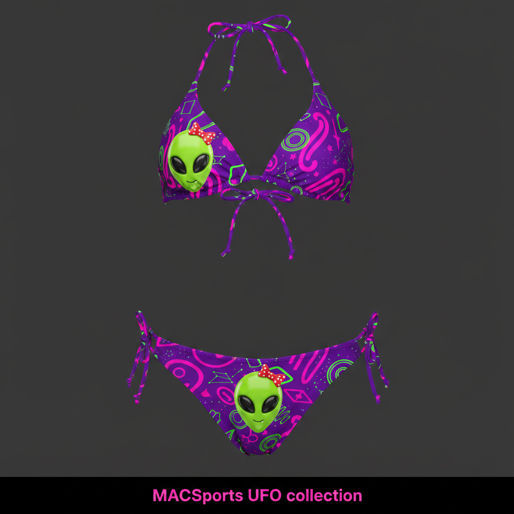 MAC UFOs Women's String Bikini Purple Pink Green