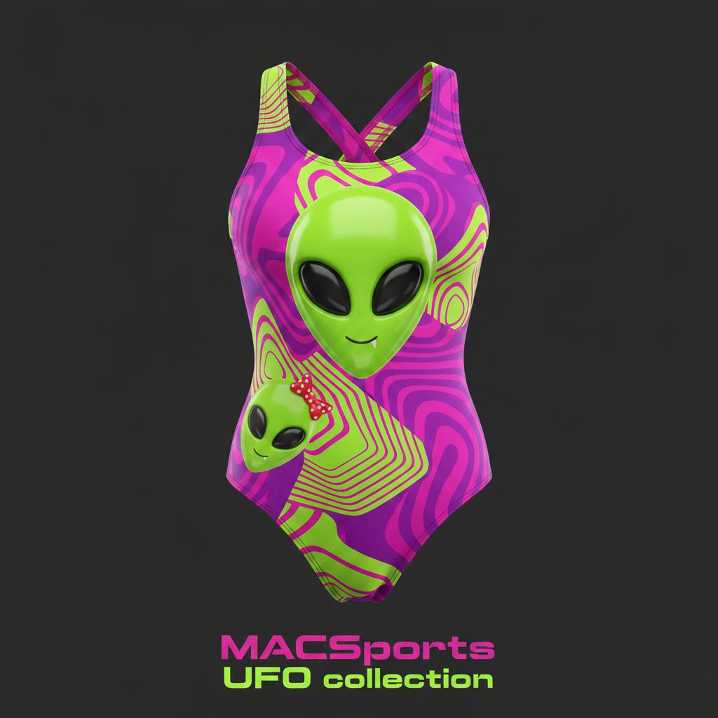 MAC UFOs Women's One-Piece Swimsuit Neon Green Pink Purple