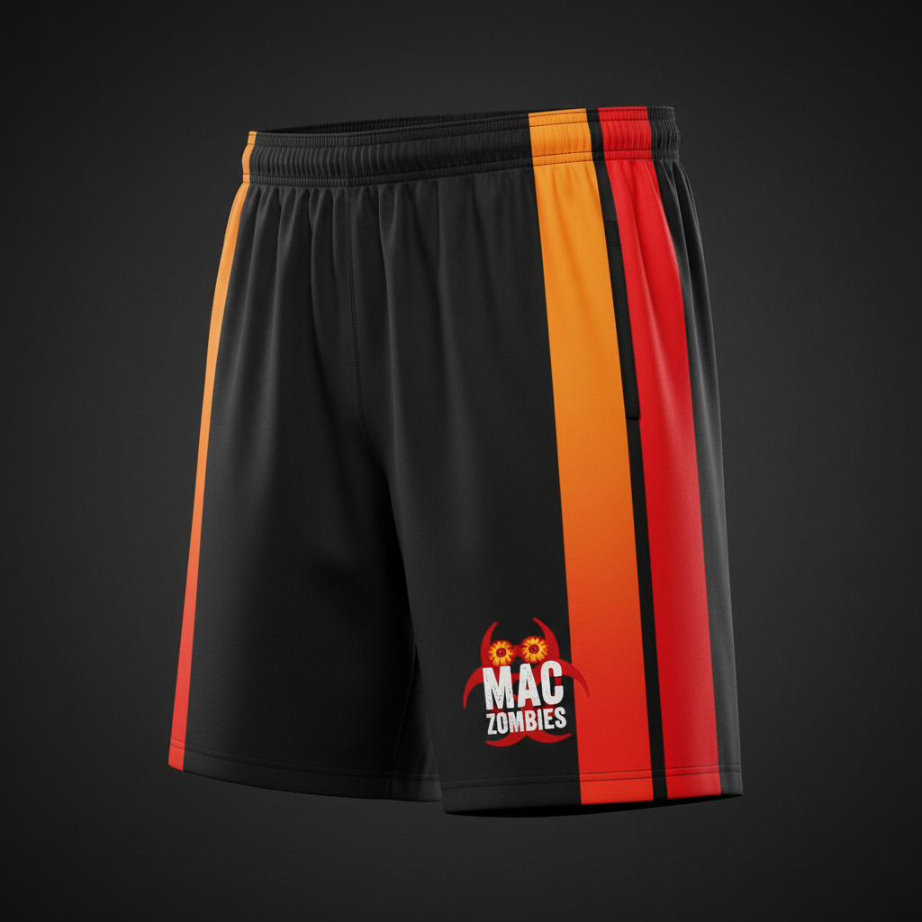 MAC Zombies Performance Shorts - Black Orange Red