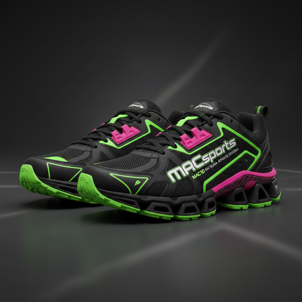 MACsports Performance Runner - Black Neon Green Magenta Athletic Shoe