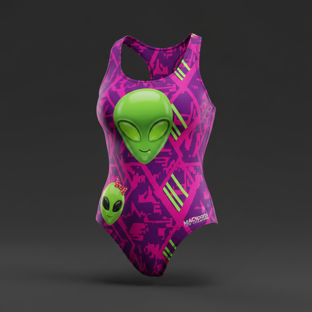 MAC UFOs Women's One-Piece Swimsuit Purple Pink Green
