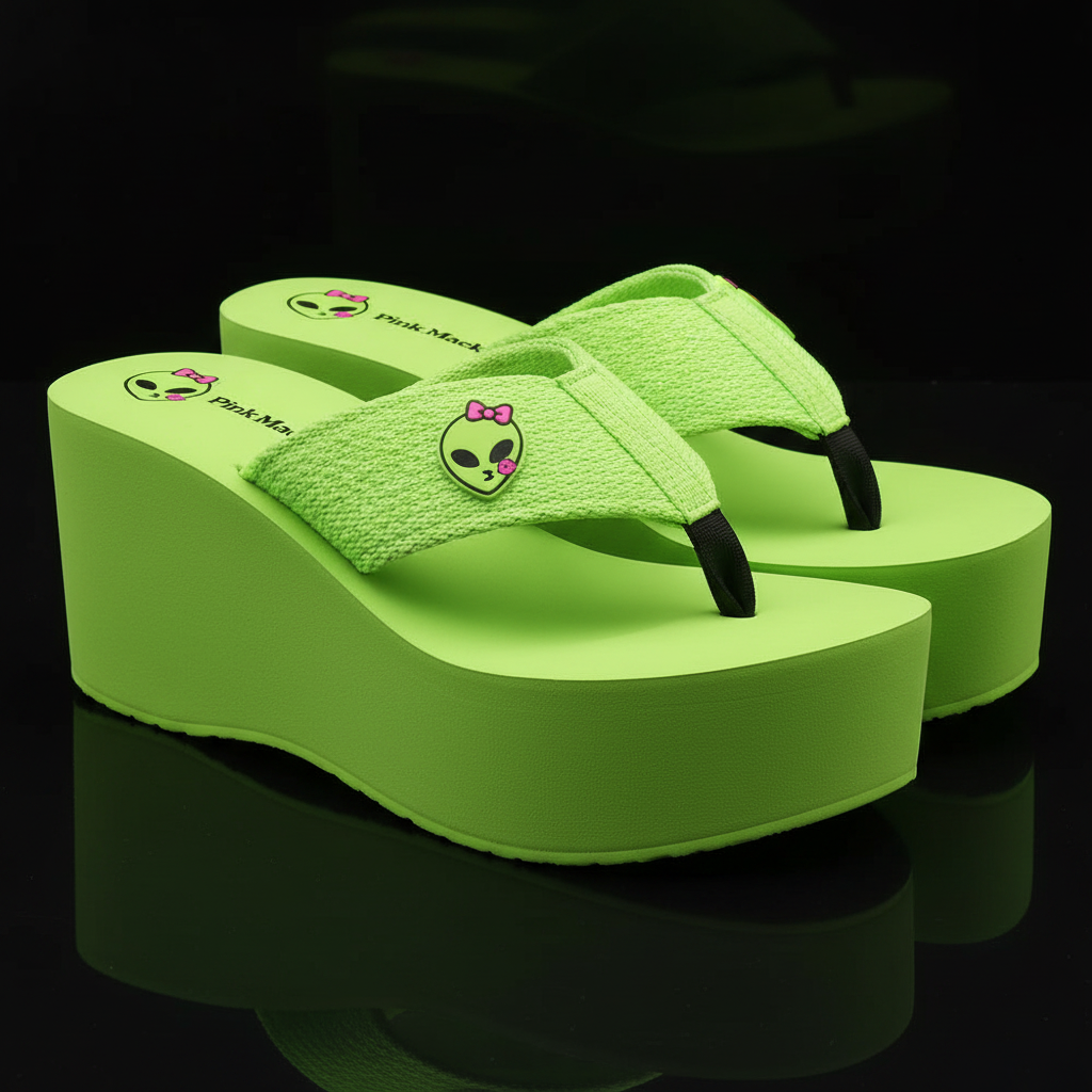 Neon Green Wedge Flip-Flop